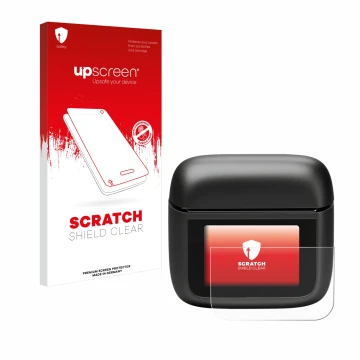 Face avant d’un emballage produit avec le logo de la marque upscreen. À côté, l’appareil JBL Tour Pro 3 est représenté avec la