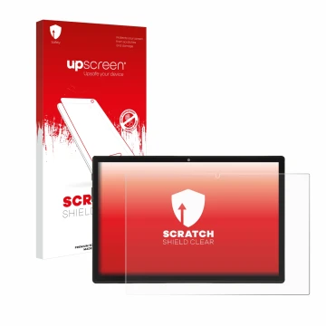 Face avant d’un emballage produit avec le logo de la marque upscreen. À côté, l’appareil Acepad A150 est représenté avec la pr