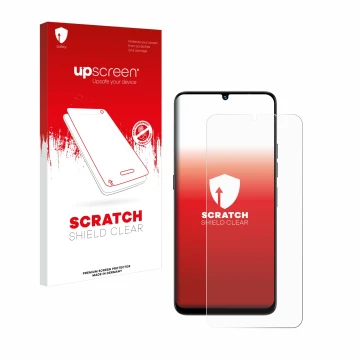 Face avant d’un emballage produit avec le logo de la marque upscreen. À côté, l’appareil Umidigi G9 5G est représenté avec la 