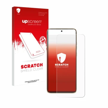 Face avant d’un emballage produit avec le logo de la marque upscreen. À côté, l’appareil Motorola Edge 50 Neo est représenté a