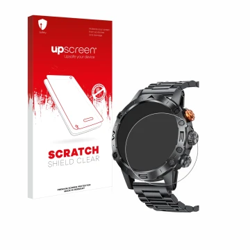 Face avant d’un emballage produit avec le logo de la marque upscreen. À côté, l’appareil DekeFit MT43PRO 1.53