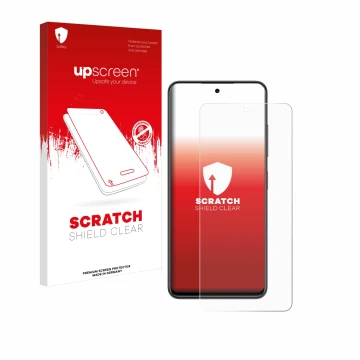 Face avant d’un emballage produit avec le logo de la marque upscreen. À côté, l’appareil Nubia Focus 5G est représenté avec la
