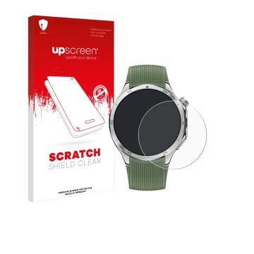 Face avant d’un emballage produit avec le logo de la marque upscreen. À côté, l’appareil OnePlus Watch 3 est représenté avec l
