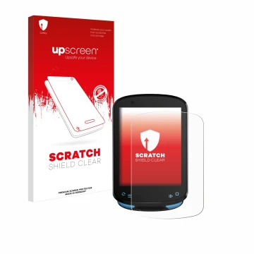 Face avant d’un emballage produit avec le logo de la marque upscreen. À côté, l’appareil Geoid CC600 2.4