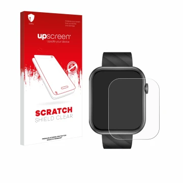 Face avant d’un emballage produit avec le logo de la marque upscreen. À côté, l’appareil Bekomiya Smartwatch 2