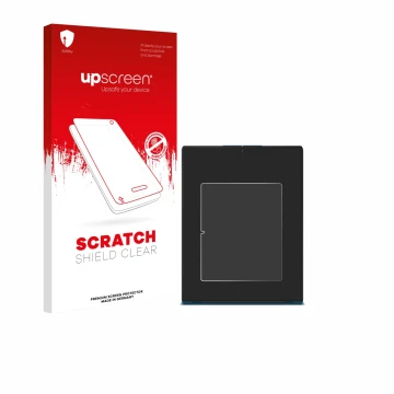 Face avant d’un emballage produit avec le logo de la marque upscreen. À côté, l’appareil Lenovo Yoga Slim 9i Gen 10 14