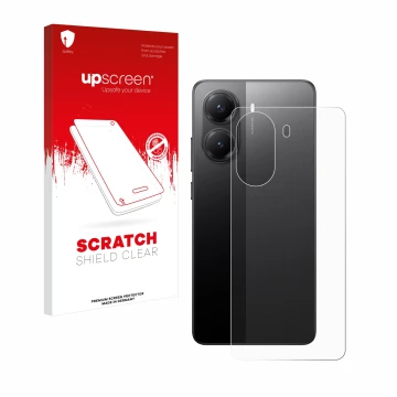 Face avant d’un emballage produit avec le logo de la marque upscreen. À côté, l’appareil Xiaomi Poco X7 Pro (Arrière) est repr