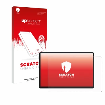 Face avant d’un emballage produit avec le logo de la marque upscreen. À côté, l’appareil Teclast P50 AI est représenté avec la