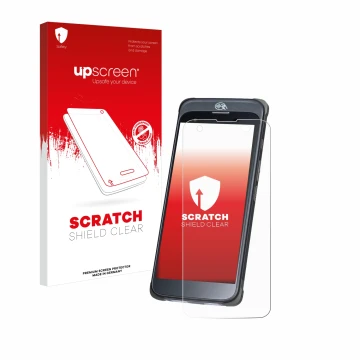 Face avant d’un emballage produit avec le logo de la marque upscreen. À côté, l’appareil Orderman 10 est représenté avec la pr