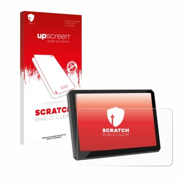 Face avant d’un emballage produit avec le logo de la marque upscreen. À côté, l’appareil Carpuride W712D 7