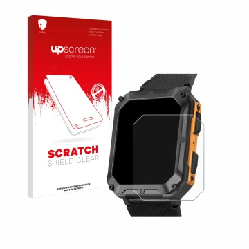 Face avant d’un emballage produit avec le logo de la marque upscreen. À côté, l’appareil Stahlgear Thor est représenté avec la