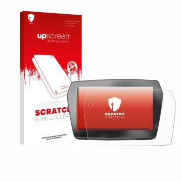 Face avant d’un emballage produit avec le logo de la marque upscreen. À côté, l’appareil Voge 525DSX 2025 est représenté avec 