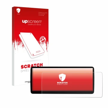Face avant d’un emballage produit avec le logo de la marque upscreen. À côté, l’appareil Xtrons QLB22X3UNL 12,3