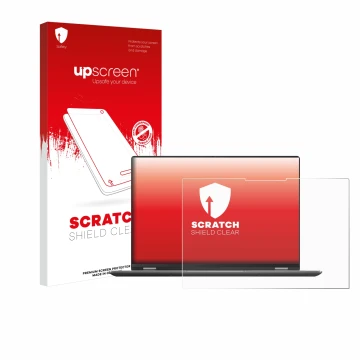 Face avant d’un emballage produit avec le logo de la marque upscreen. À côté, l’appareil ASUS Vivobook S 16 Flip TP3607SA-RJ02