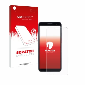 Face avant d’un emballage produit avec le logo de la marque upscreen. À côté, l’appareil Honeywell CT37 est représenté avec la