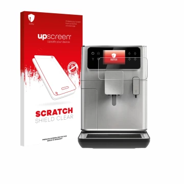 Face avant d’un emballage produit avec le logo de la marque upscreen. À côté, l’appareil WMF Perfection 680 est représenté ave