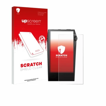 Face avant d’un emballage produit avec le logo de la marque upscreen. À côté, l’appareil Astell&Kern SP3000M est représenté av