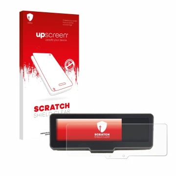 Face avant d’un emballage produit avec le logo de la marque upscreen. À côté, l’appareil KTM 990 Duke R 2025 est représenté av