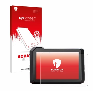 Face avant d’un emballage produit avec le logo de la marque upscreen. À côté, l’appareil KTM 1390 Super Duke R 2025 5