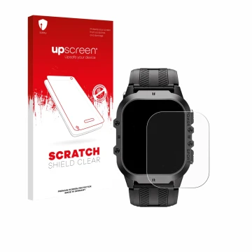 Face avant d’un emballage produit avec le logo de la marque upscreen. À côté, l’appareil Oukitel BT20 1.96