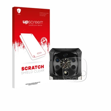 Face avant d’un emballage produit avec le logo de la marque upscreen. À côté, l’appareil Ulefone Armor 28 Ultra Thermal (Camér