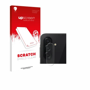 Face avant d’un emballage produit avec le logo de la marque upscreen. À côté, l’appareil Samsung Galaxy A26 5G Enterprise Edit