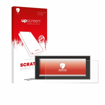 Face avant d’un emballage produit avec le logo de la marque upscreen. À côté, l’appareil Land Rover Defender (2024) est représ