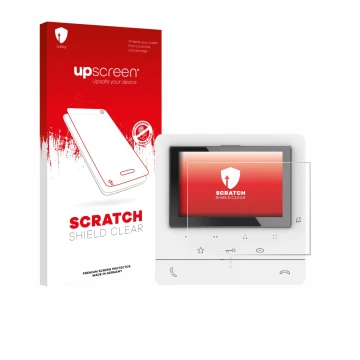 Face avant d’un emballage produit avec le logo de la marque upscreen. À côté, l’appareil Biticino 344672 est représenté avec l