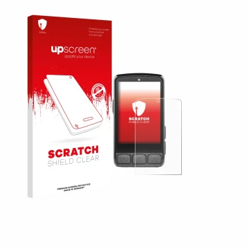 Face avant d’un emballage produit avec le logo de la marque upscreen. À côté, l’appareil Wahoo Elemnt Roam V3 est représenté a