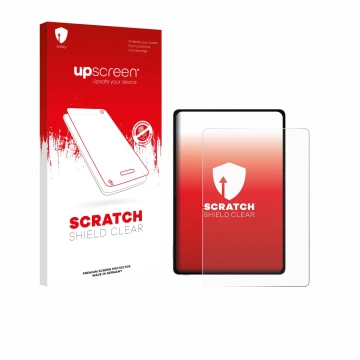 Face avant d’un emballage produit avec le logo de la marque upscreen. À côté, l’appareil Honor Pad V9 est représenté avec la p