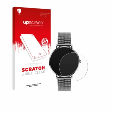 Face avant d’un emballage produit avec le logo de la marque upscreen. À côté, l’appareil Pireware Amory 5 est représenté avec 