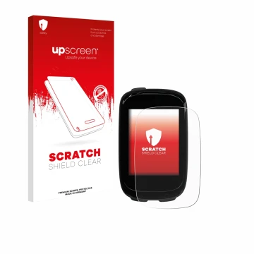 Face avant d’un emballage produit avec le logo de la marque upscreen. À côté, l’appareil Decathlon Van Rysel GPS 500 est repré