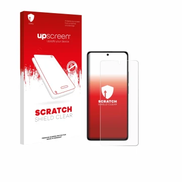 Face avant d’un emballage produit avec le logo de la marque upscreen. À côté, l’appareil Xiaomi Poco M6 Pro 4G est représenté 