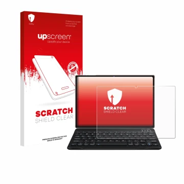 Face avant d’un emballage produit avec le logo de la marque upscreen. À côté, l’appareil DEERTiME E6 10.1