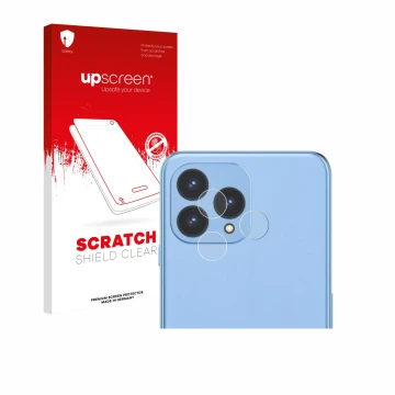 Face avant d’un emballage produit avec le logo de la marque upscreen. À côté, l’appareil Cubot P80 (Caméra UNIQUEMENT) est rep