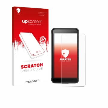 Face avant d’un emballage produit avec le logo de la marque upscreen. À côté, l’appareil SkyCaddie Pro 4X est représenté avec 