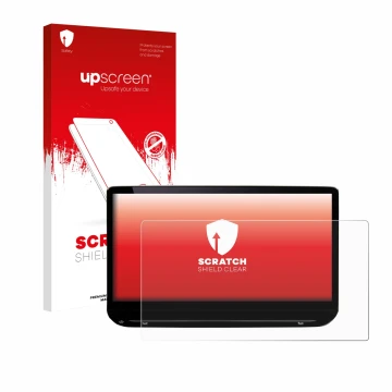 Face avant d’un emballage produit avec le logo de la marque upscreen. À côté, l’appareil Skoda Octavia Combi Selection 13