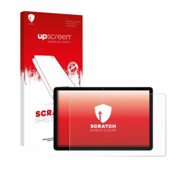 Face avant d’un emballage produit avec le logo de la marque upscreen. À côté, l’appareil Doogee Tab A9 Pro+ est représenté ave