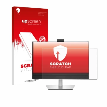 Face avant d’un emballage produit avec le logo de la marque upscreen. À côté, l’appareil Dell Pro 24 All-in-One PC est représe