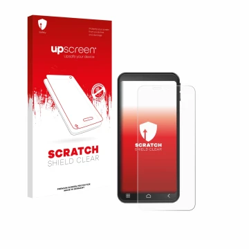 Face avant d’un emballage produit avec le logo de la marque upscreen. À côté, l’appareil Emporia Smart 7 Lite est représenté a