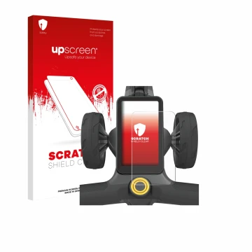 Face avant d’un emballage produit avec le logo de la marque upscreen. À côté, l’appareil PowaKaddy CT12 GPS est représenté ave