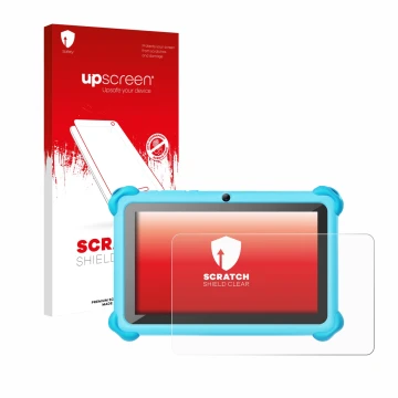 Face avant d’un emballage produit avec le logo de la marque upscreen. À côté, l’appareil zcobro KIDS710 7