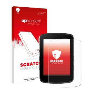 Face avant d’un emballage produit avec le logo de la marque upscreen. À côté, l’appareil Bryton Rider 650 est représenté avec 