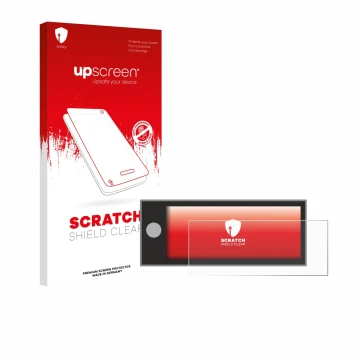 Face avant d’un emballage produit avec le logo de la marque upscreen. À côté, l’appareil Peugeot Expert 2025 est représenté av