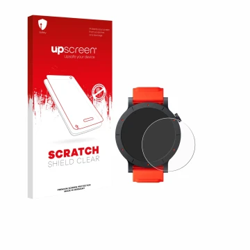 Face avant d’un emballage produit avec le logo de la marque upscreen. À côté, l’appareil Nothing CMF Watch 3 Pro est représent