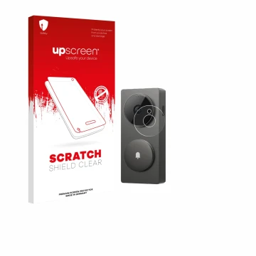 Face avant d’un emballage produit avec le logo de la marque upscreen. À côté, l’appareil Aqara Hub G410 est représenté avec la