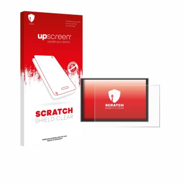 Face avant d’un emballage produit avec le logo de la marque upscreen. À côté, l’appareil Renault Master 2025 est représenté av