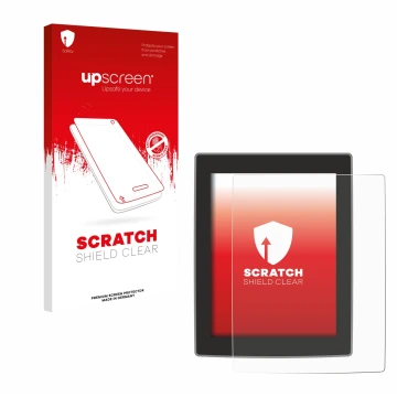 Face avant d’un emballage produit avec le logo de la marque upscreen. À côté, l’appareil Volvo XC90 11.2