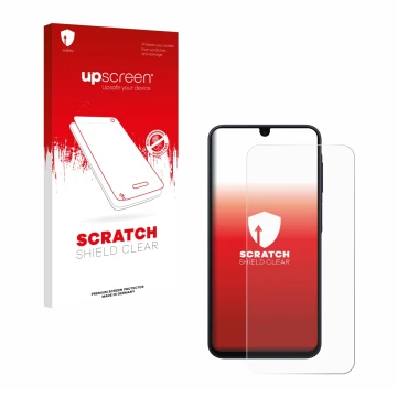 Face avant d’un emballage produit avec le logo de la marque upscreen. À côté, l’appareil Samsung Galaxy A17 4G est représenté 