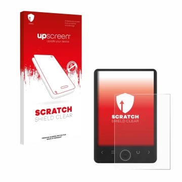 Face avant d’un emballage produit avec le logo de la marque upscreen. À côté, l’appareil SPC Light 2 est représenté avec la pr